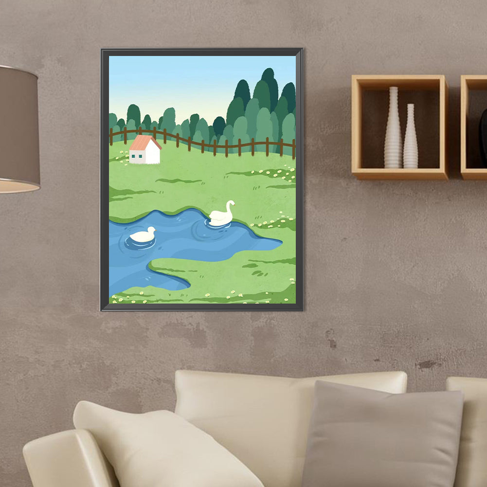 Cartoon Landscape Painting - Full Round Drill Diamond Painting 30*40CM