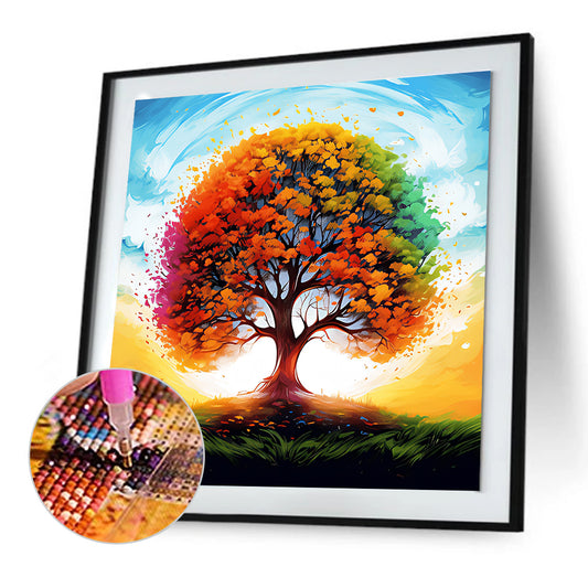 Quiet Mountain Forest Wisdom Tree - Full Round Drill Diamond Painting 30*30CM