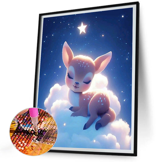 Deer Sleeping On The Clouds - Full Round Drill Diamond Painting 30*40CM