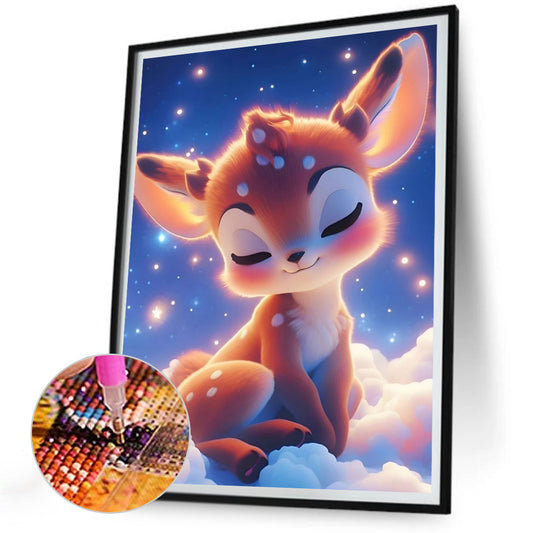 Deer Sleeping On The Clouds - Full Round Drill Diamond Painting 30*40CM