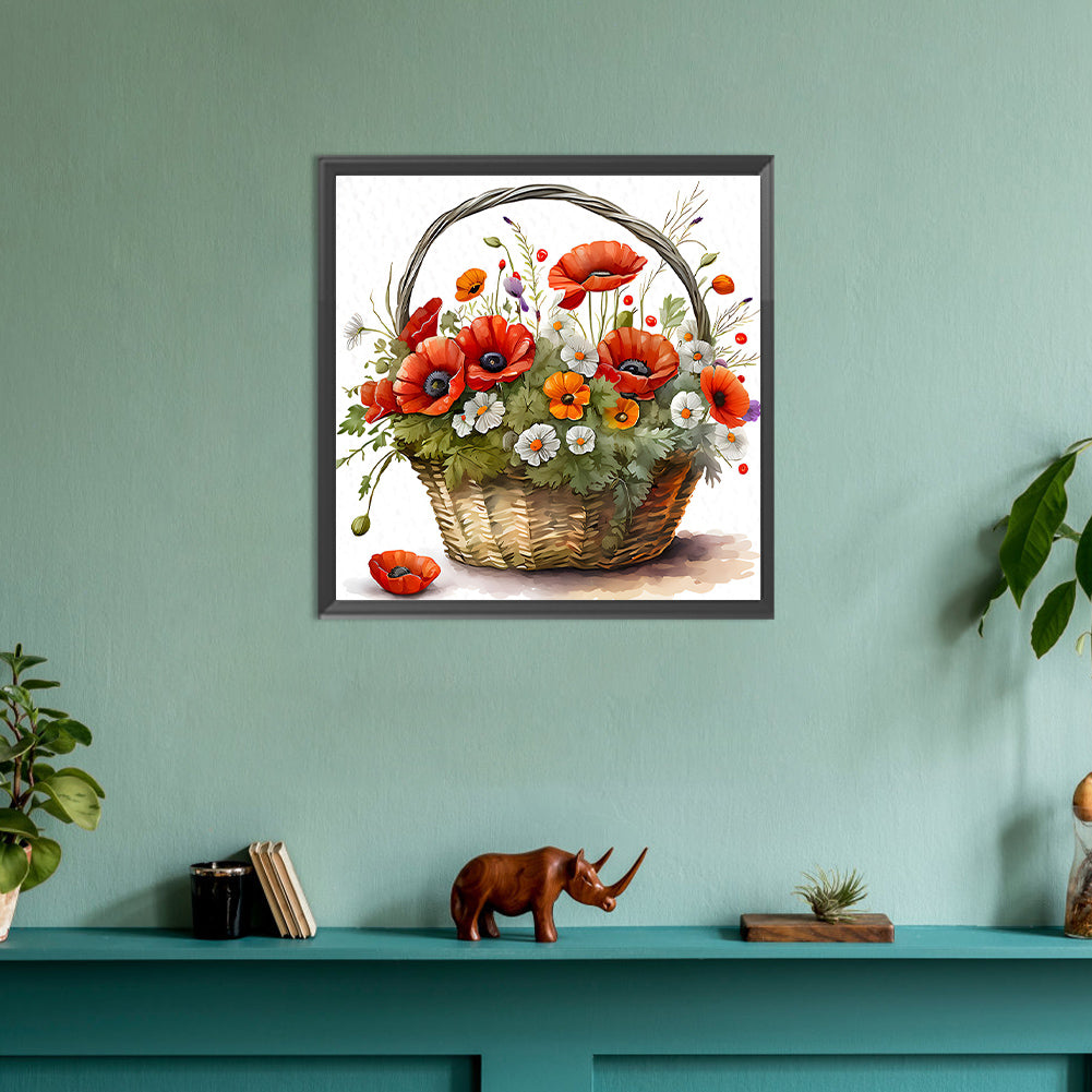 Poppy Flower - Full Round Drill Diamond Painting 30*30CM