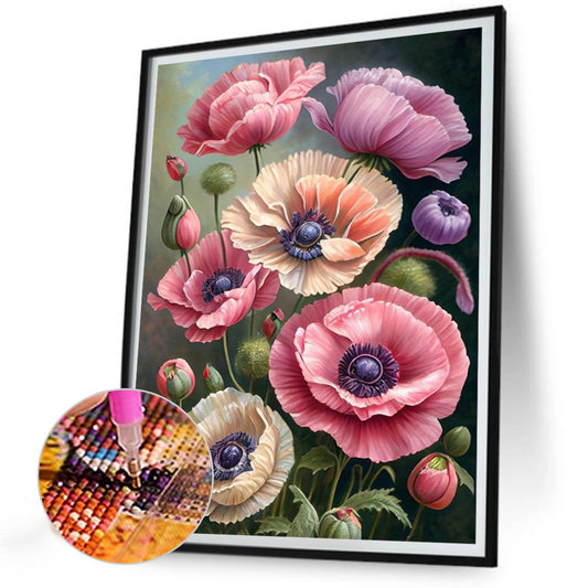 Poppy Flower - Full Round Drill Diamond Painting 30*40CM