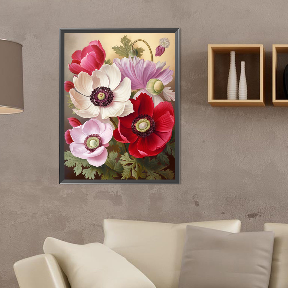 Poppy Flower - Full Round Drill Diamond Painting 30*40CM