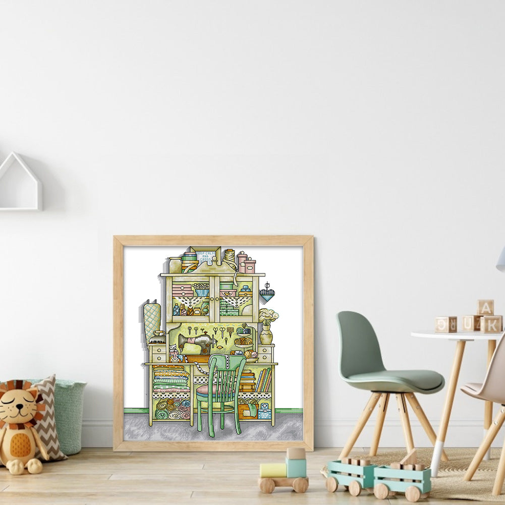 Hand Sewing Cabinet - 14CT Stamped Cross Stitch 38*43CM