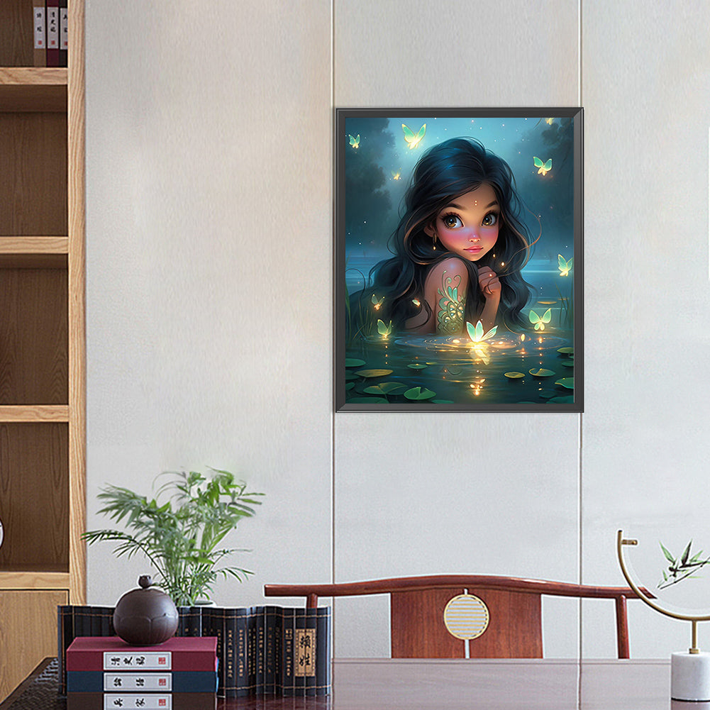 Girl In The Middle Of The Lake - Full AB Round Drill Diamond Painting 40*50CM