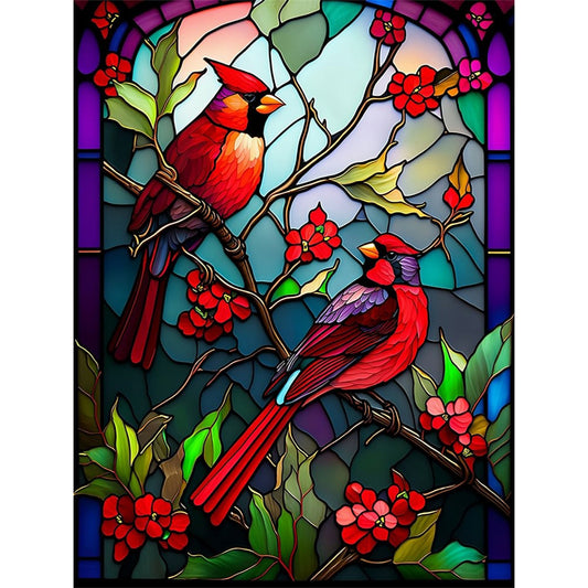 Glass Painting - Cardinal - 11CT Stamped Cross Stitch 50*67CM