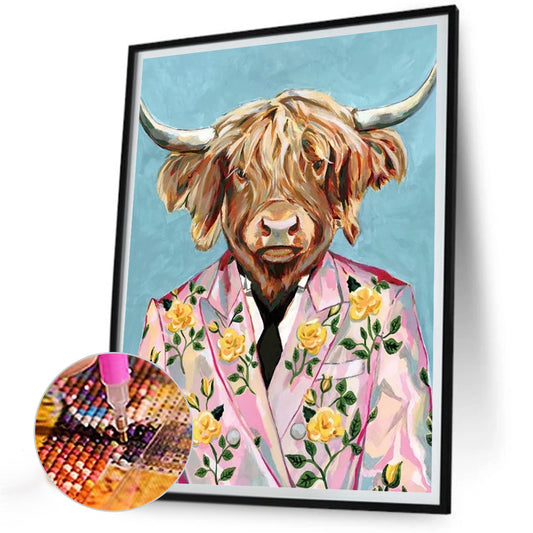 Anthropomorphic Cow - Full Round Drill Diamond Painting 30*40CM