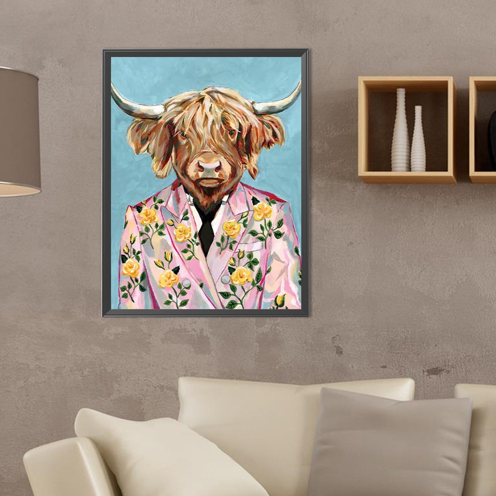 Anthropomorphic Cow - Full Round Drill Diamond Painting 30*40CM