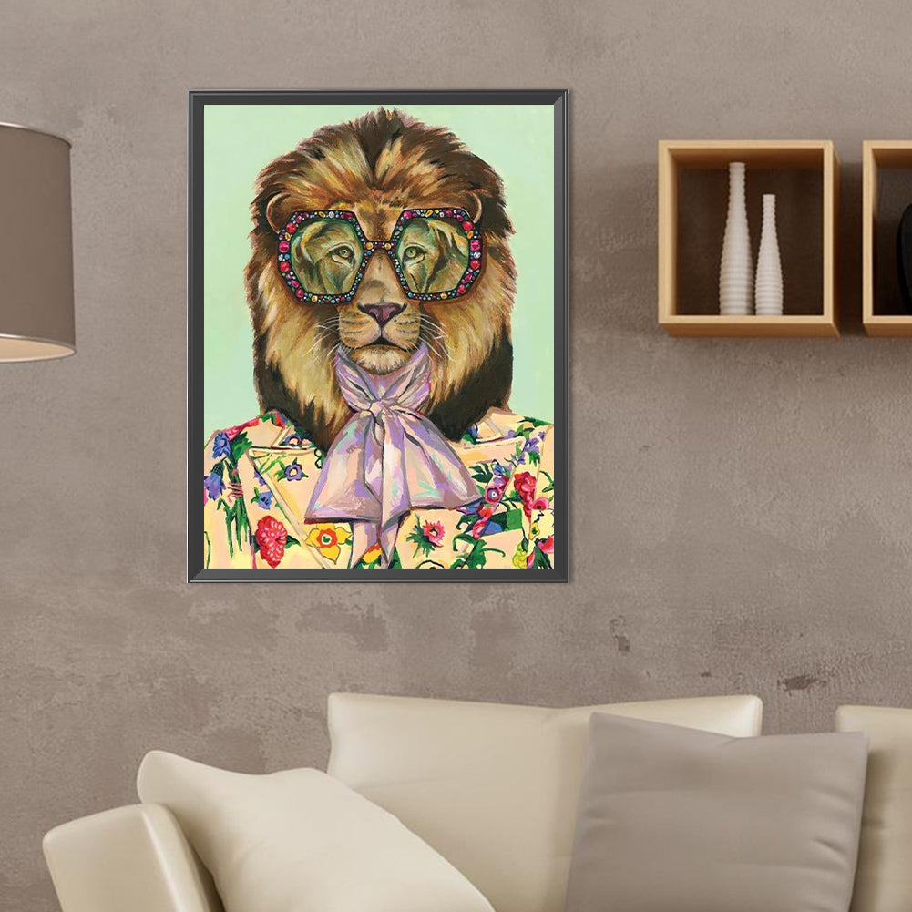 Anthropomorphic Lion - Full Round Drill Diamond Painting 30*40CM