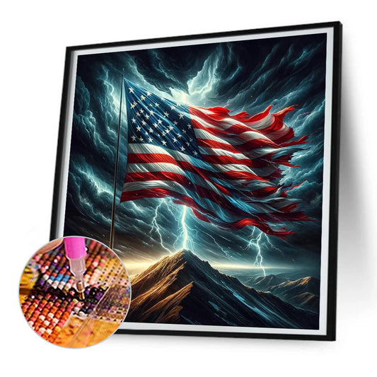 American Flag - Full Round Drill Diamond Painting 30*30CM