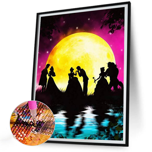 Silhouette--Dancing Princess And Prince - Full Round Drill Diamond Painting 30*40CM