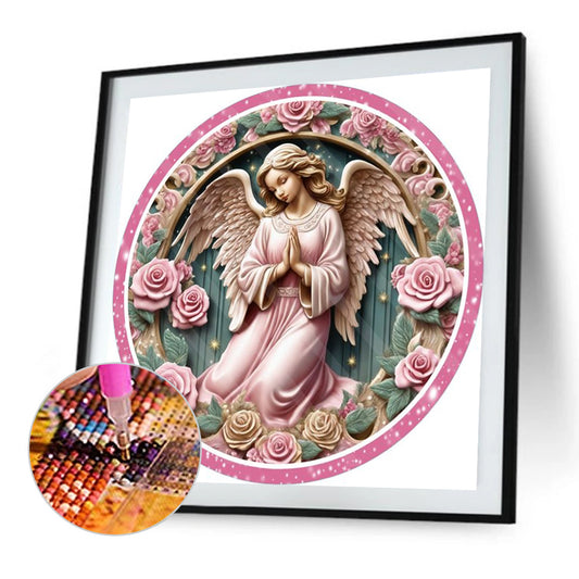 Pink Flower Angel - Full Round Drill Diamond Painting 30*30CM