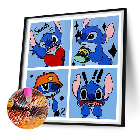Stitch Four-Frame Comics - Full Round Drill Diamond Painting 30*30CM