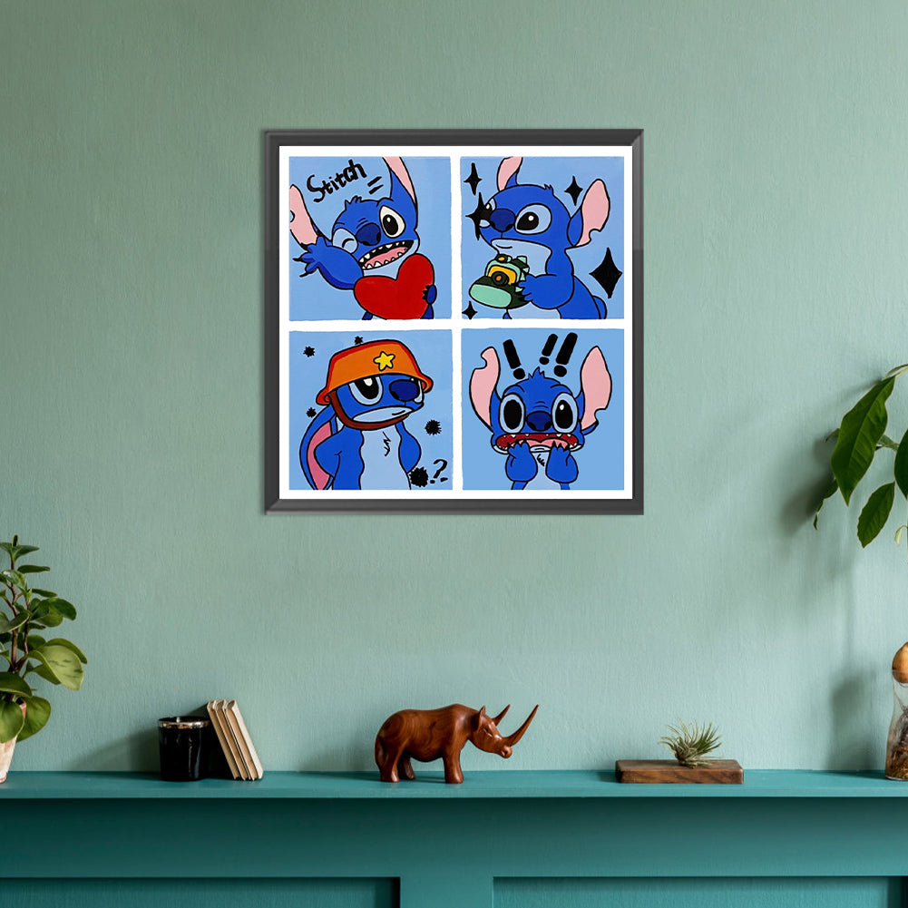 Stitch Four-Frame Comics - Full Round Drill Diamond Painting 30*30CM