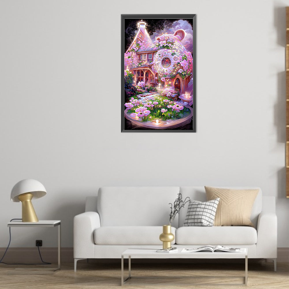 Pink Flower Room - Full AB Round Drill Diamond Painting 40*65CM