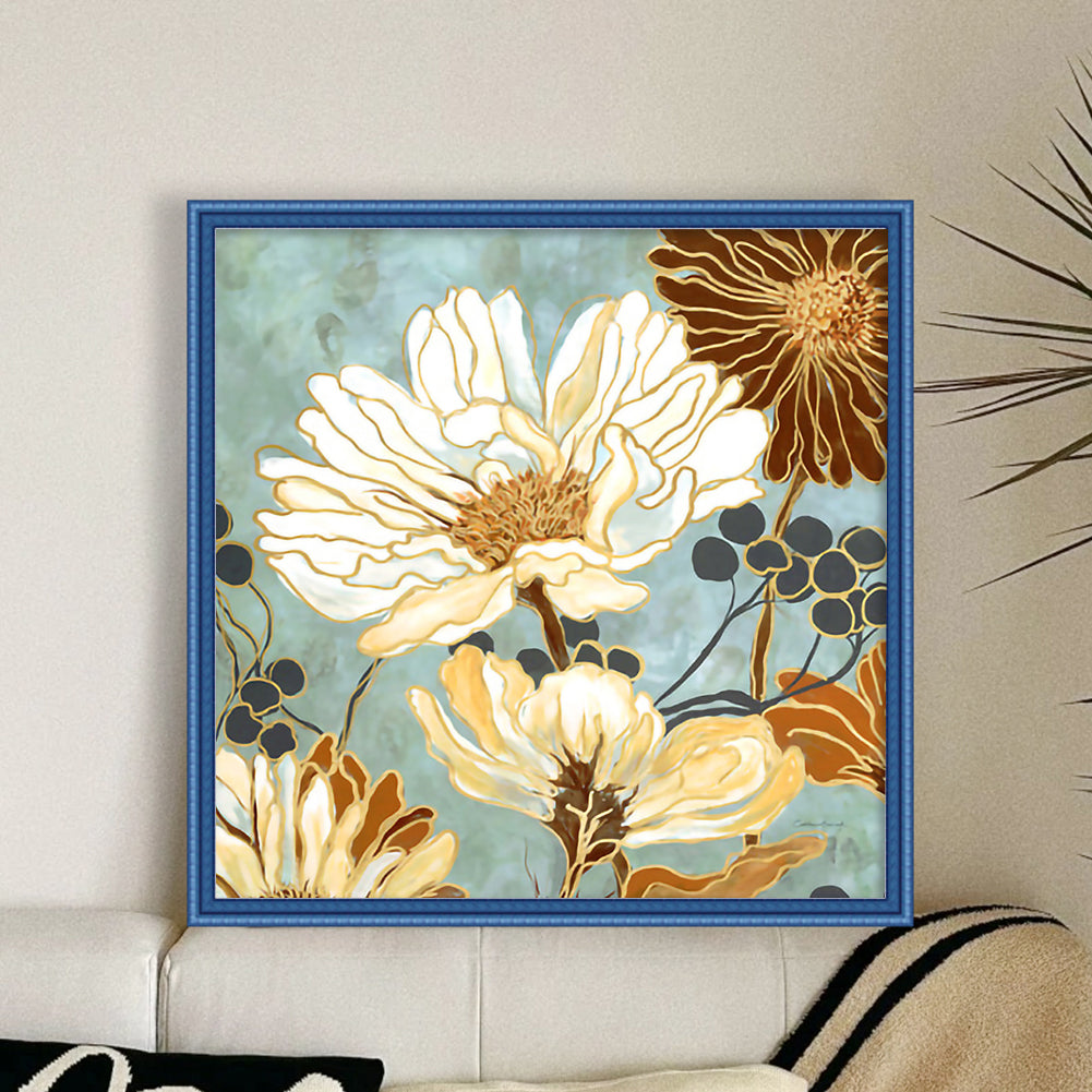 Vintage Flowers - 11CT Stamped Cross Stitch 40*40CM
