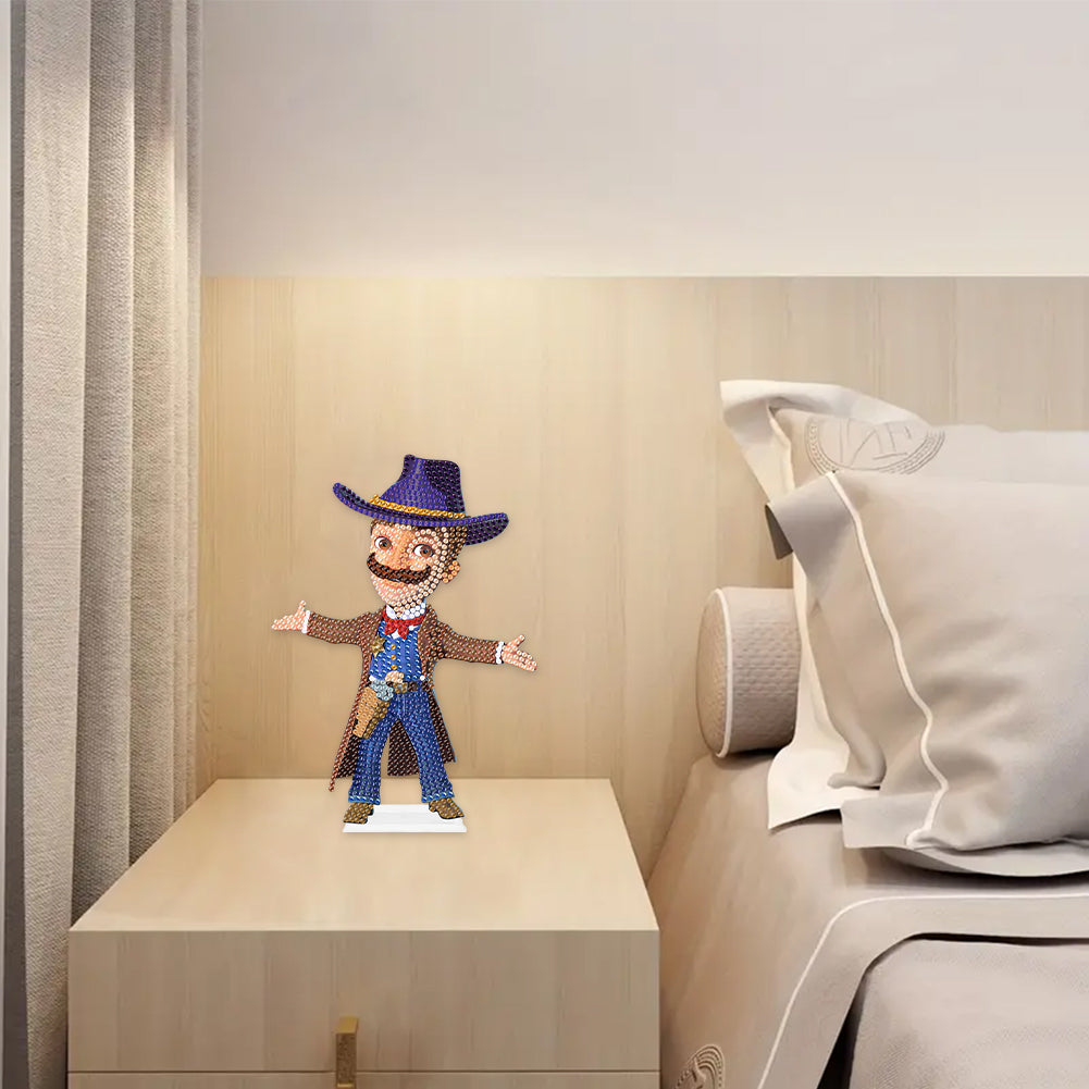 Acrylic Cowboy DIY Diamond Painting Tabletop Ornament Kit for Home Office Decor