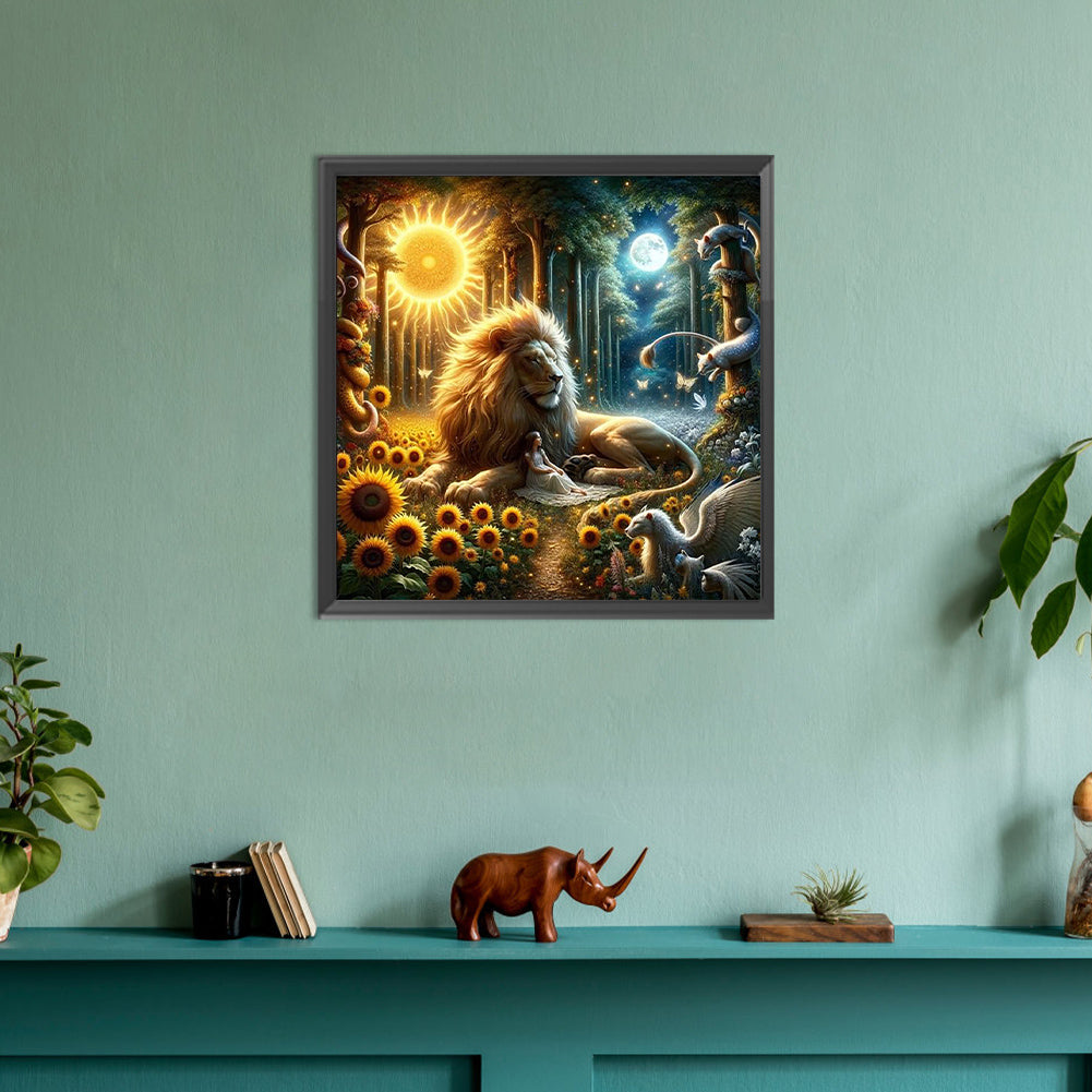 Star And Moon Lion - Full Round Drill Diamond Painting 30*30CM