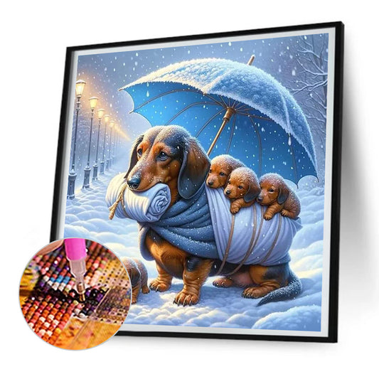 Snow Dog - Full Round Drill Diamond Painting 30*30CM