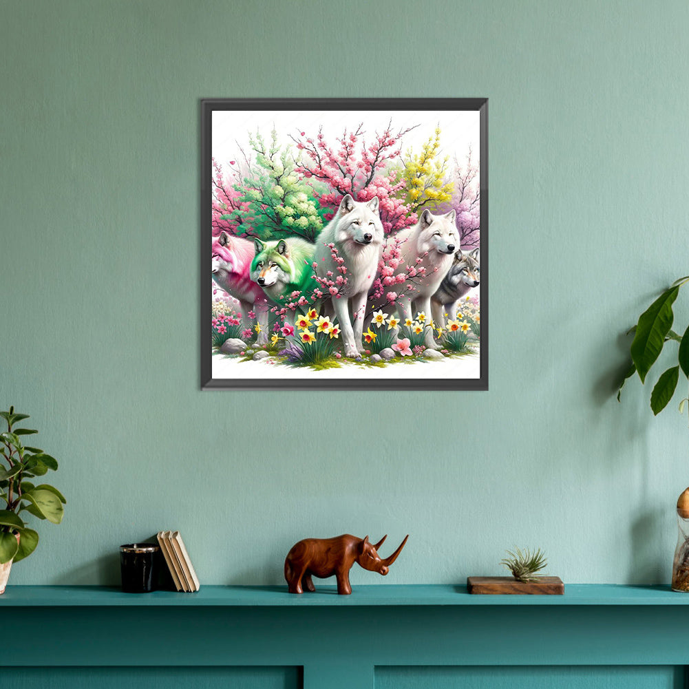 Garden Wolf - Full Round Drill Diamond Painting 30*30CM
