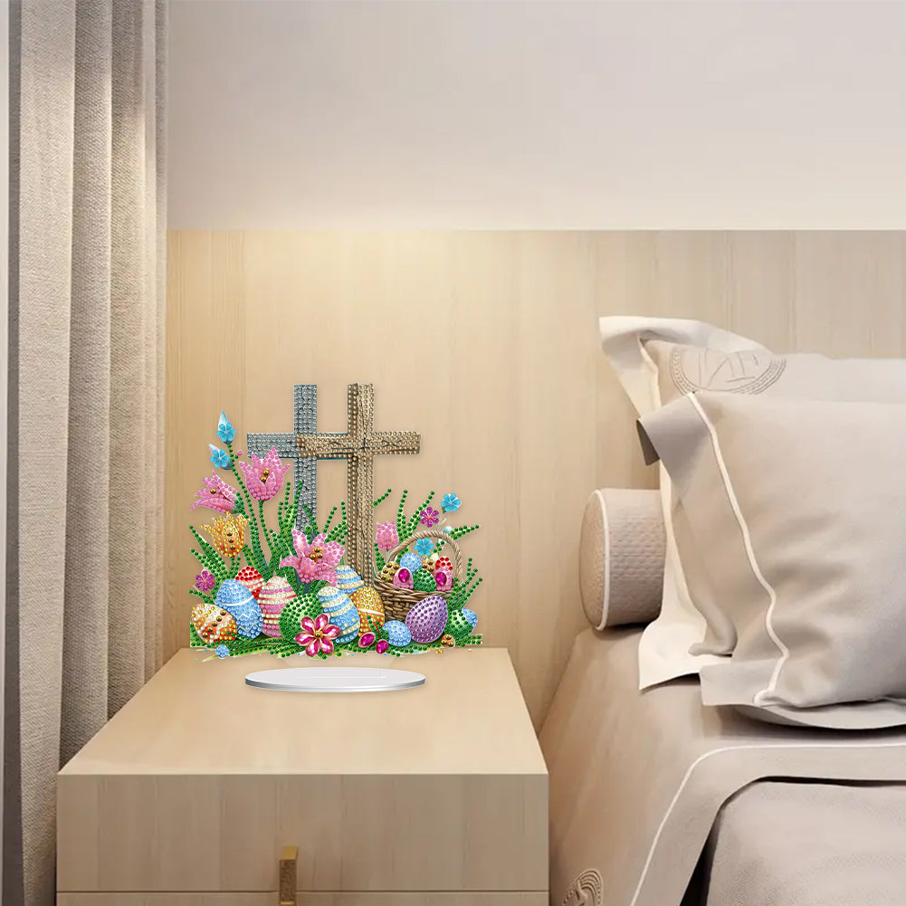 Cross Easter Egg Diamond Painting Tabletop Ornament Kit for Home Office Decor