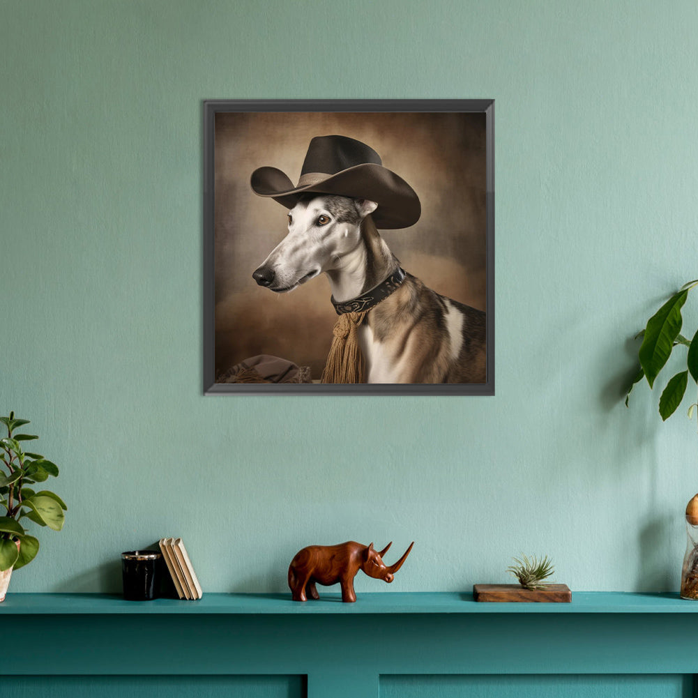 Desert Cool Cowboy Puppy - Full Round Drill Diamond Painting 30*30CM