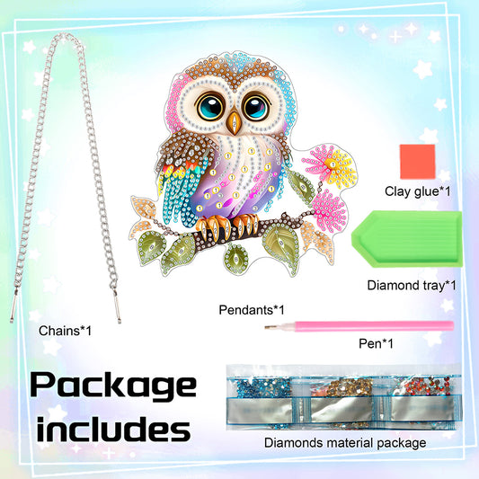 Acrylic Owl Single-Sided Diamond Painting Hanging Pendant for Home Wall Decor