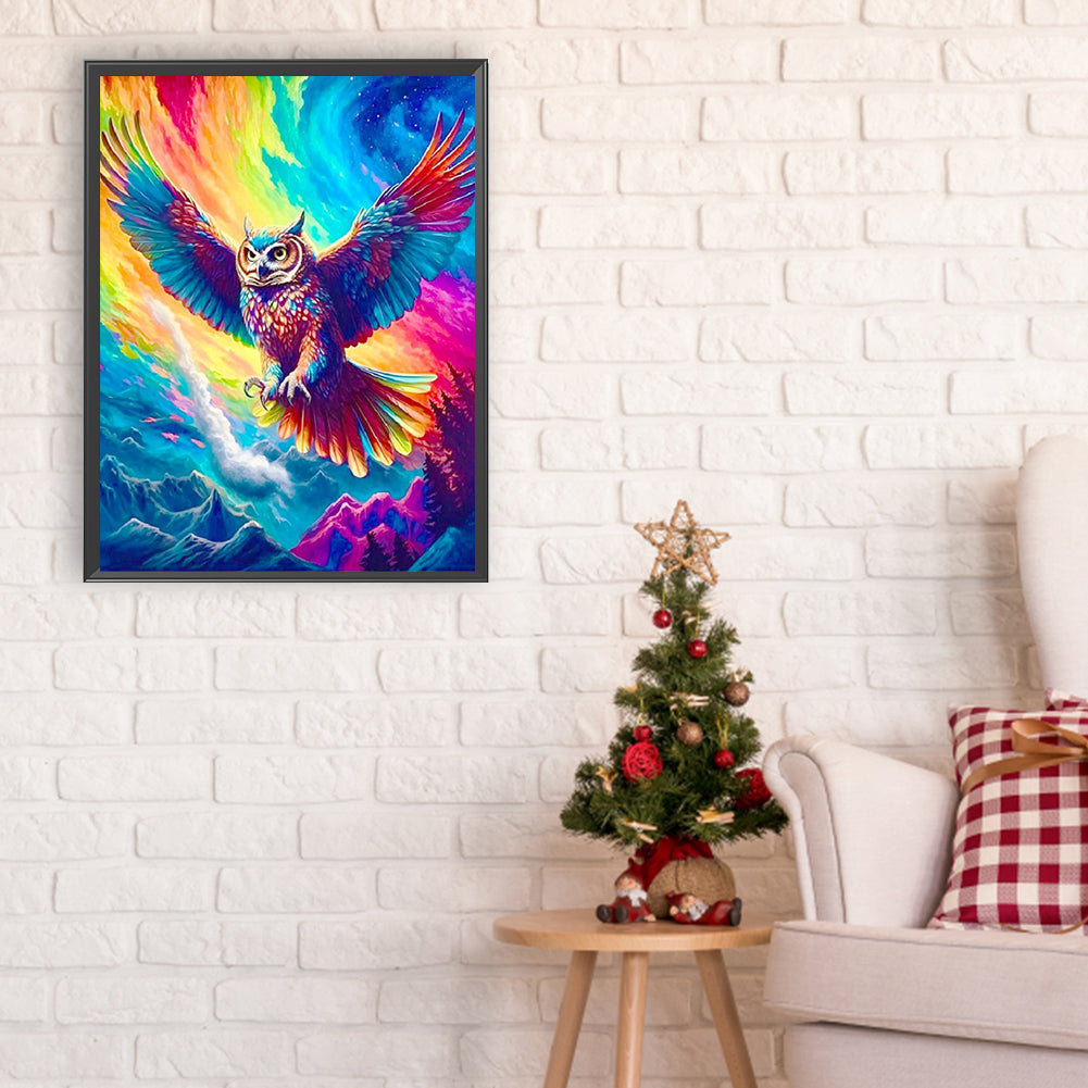 Soaring Colorful Owl - Full Round Drill Diamond Painting 30*40CM