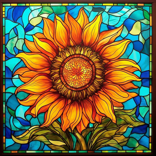 Glass Painting Sunflower Flowers - Full Round Drill Diamond Painting 30*30CM