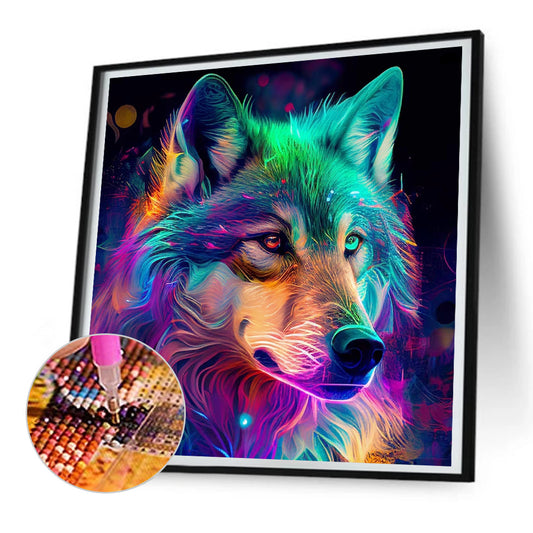 Colorful Wolf Head - Full Round Drill Diamond Painting 30*30CM
