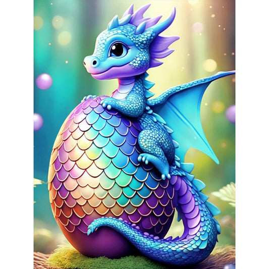 Colorful Dragon Holding Eggs - Full Round Drill Diamond Painting 30*40CM