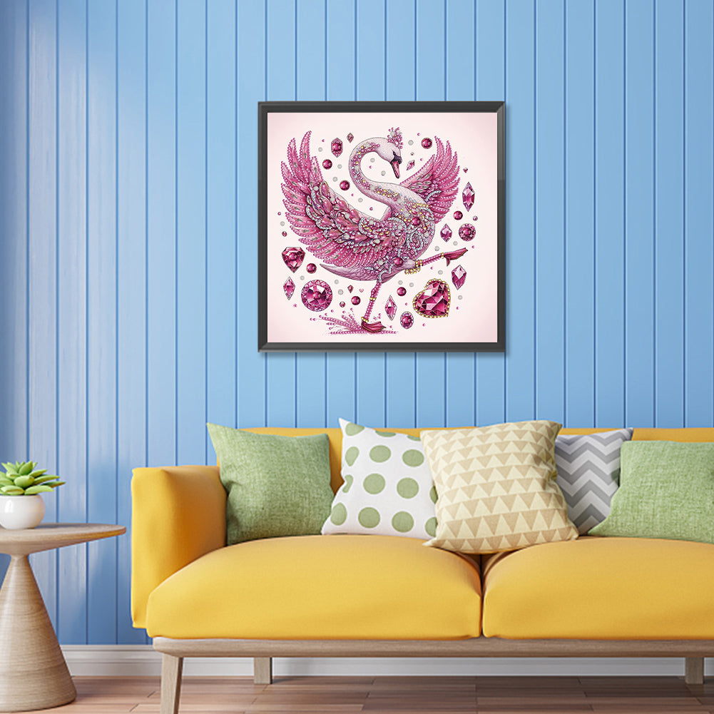 Pink Swan - Special Shaped Drill Diamond Painting 30*30CM