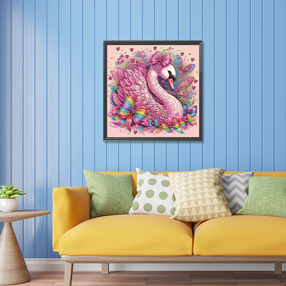 Pink Swan - Special Shaped Drill Diamond Painting 30*30CM