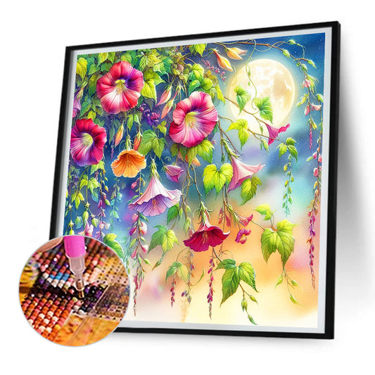Flowers Under The Moon - Full Round Drill Diamond Painting 30*30CM