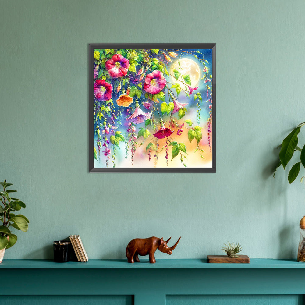 Flowers Under The Moon - Full Round Drill Diamond Painting 30*30CM