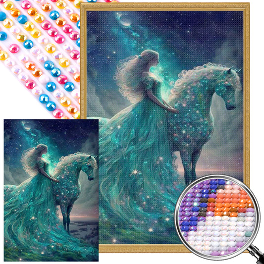 Horse And Princess Under The Starry Sky - Full AB Round Drill Diamond Painting 40*60CM