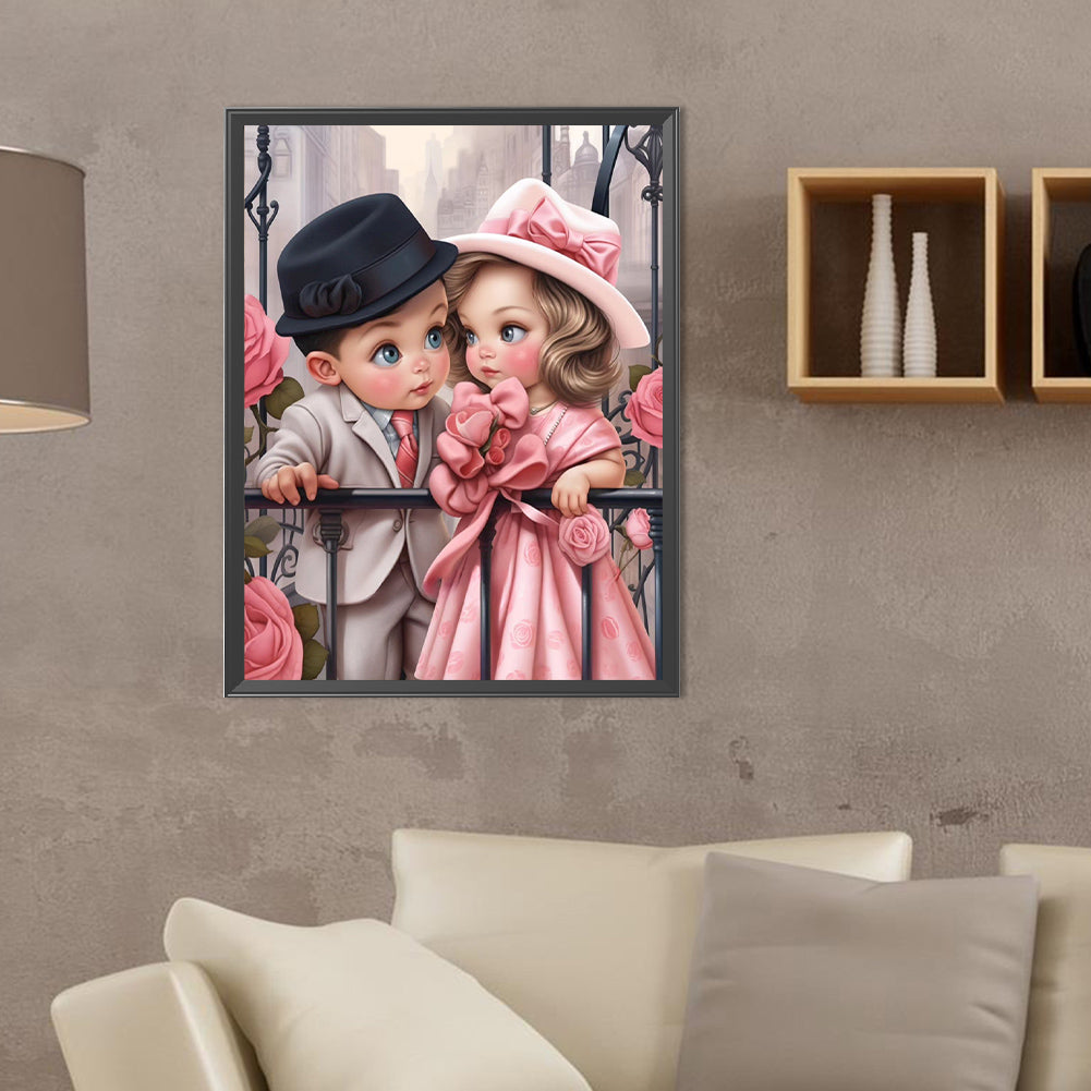 Sweet Couple - Full Round Drill Diamond Painting 30*40CM