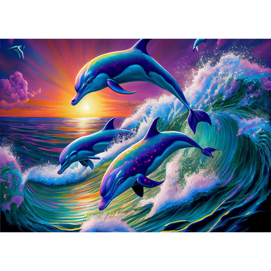Dolphin - Full Square Drill Diamond Painting 70*50CM