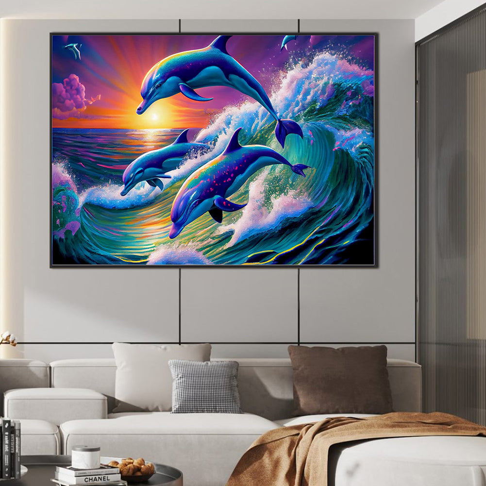 Dolphin - Full Square Drill Diamond Painting 70*50CM