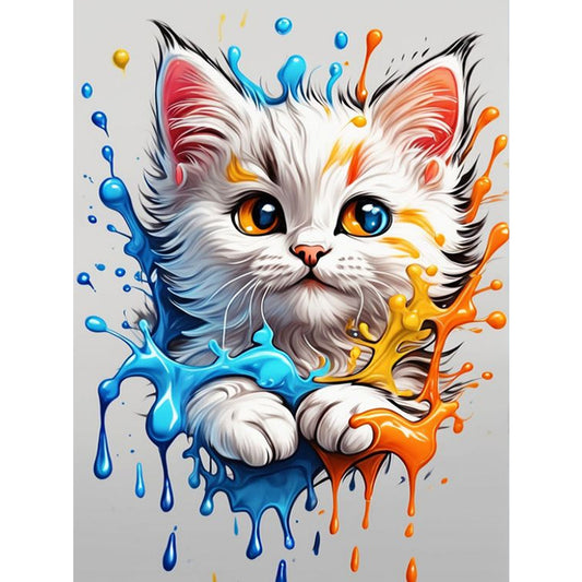 Colorful Ink Cat - Full Square Drill Diamond Painting 30*40CM