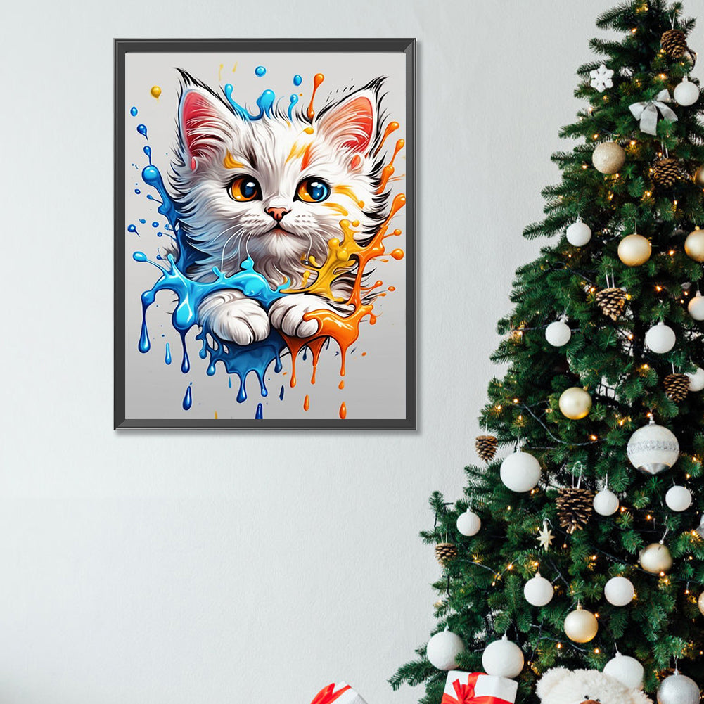 Colorful Ink Cat - Full Square Drill Diamond Painting 30*40CM