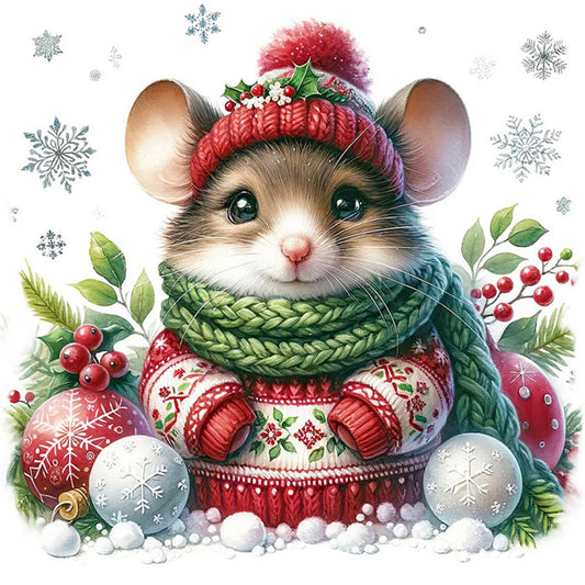 Winter Mouse - 18CT Stamped Cross Stitch 30*30CM