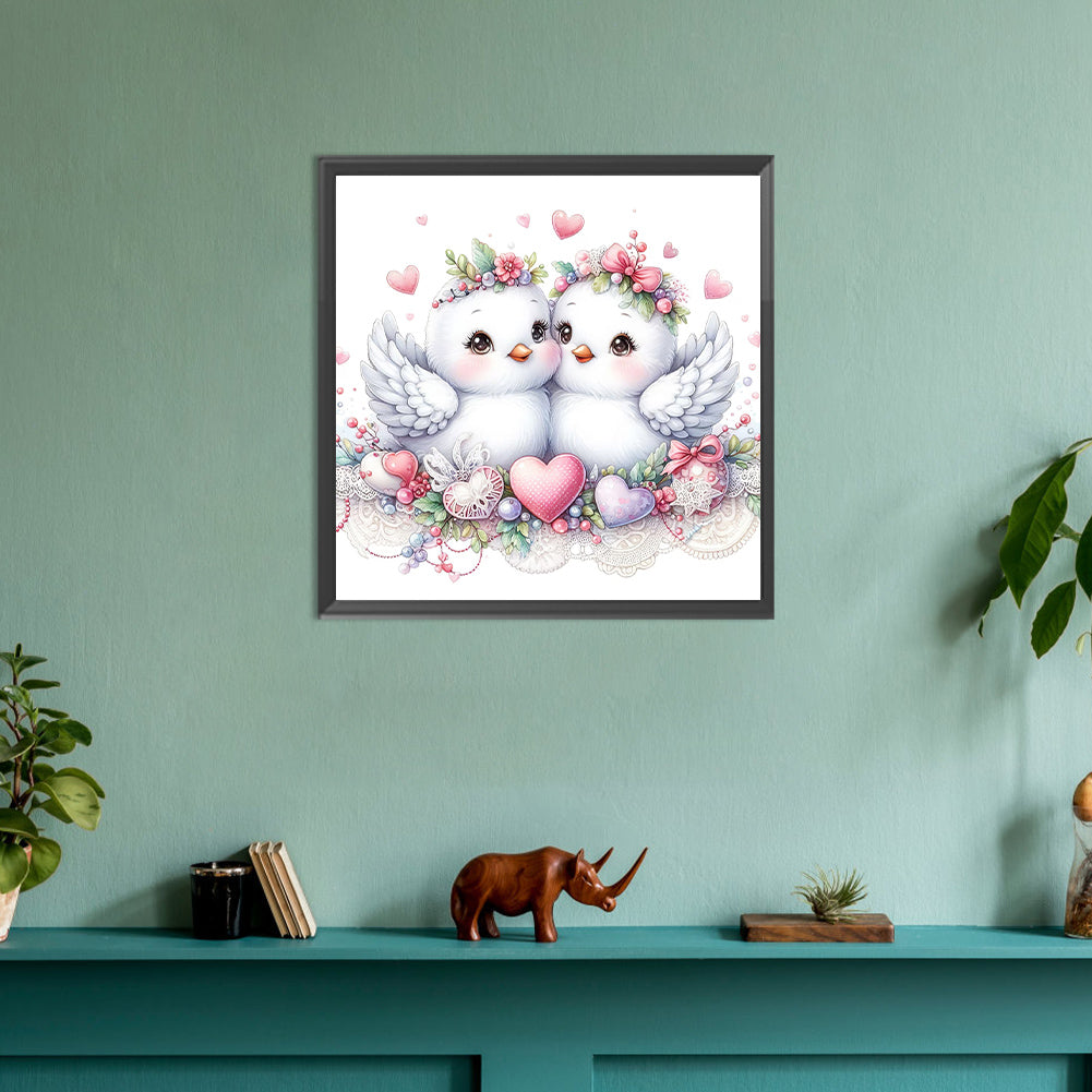 Pair Of White Doves - Full Round Drill Diamond Painting 30*30CM