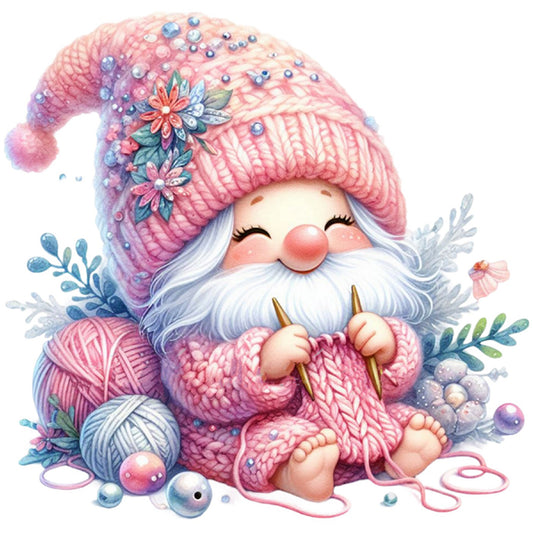 Gnome Knitting A Sweater - 11CT Stamped Cross Stitch 45*45CM