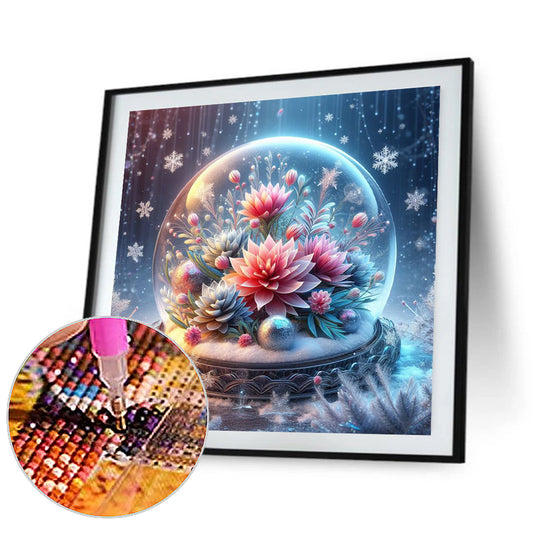 Beautiful Flowers In Crystal Ball - Full Round Drill Diamond Painting 30*30CM