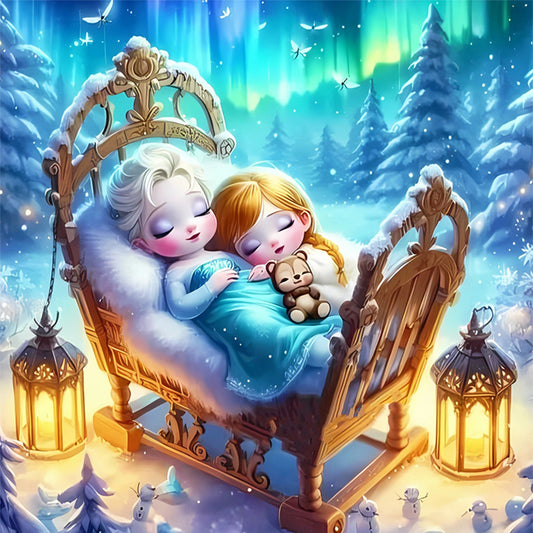 Disney-Princess Elsa And Anna - 18CT Stamped Cross Stitch 30*30CM