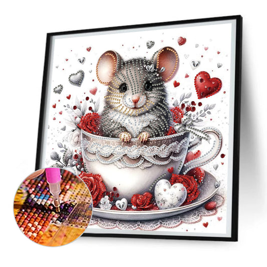 Mice In Loving Coffee Cups - Special Shaped Drill Diamond Painting 30*30CM
