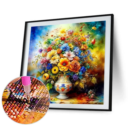 Colorful Background Of Flowers - Full Round Drill Diamond Painting 40*40CM