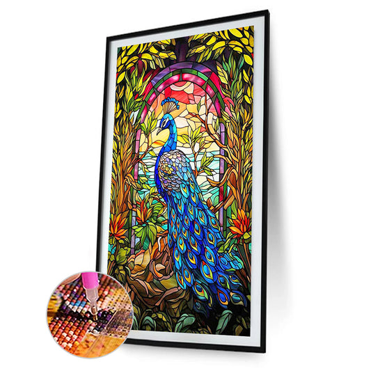 Glass Wind Peacock - Full Round Drill Diamond Painting 40*60CM
