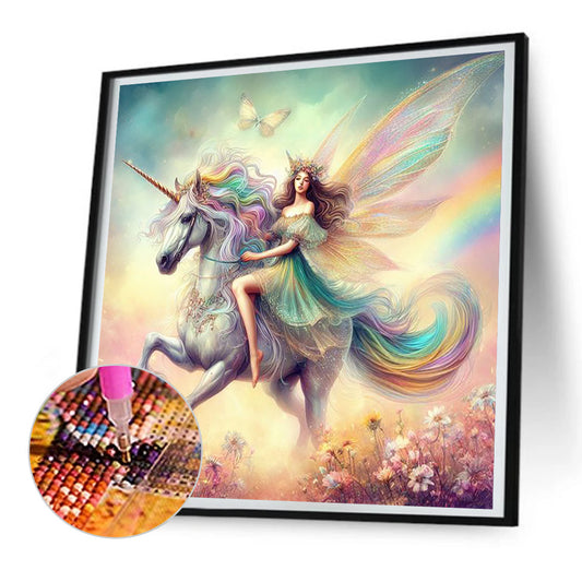 Unicorn And Girl - Full Round Drill Diamond Painting 30*30CM